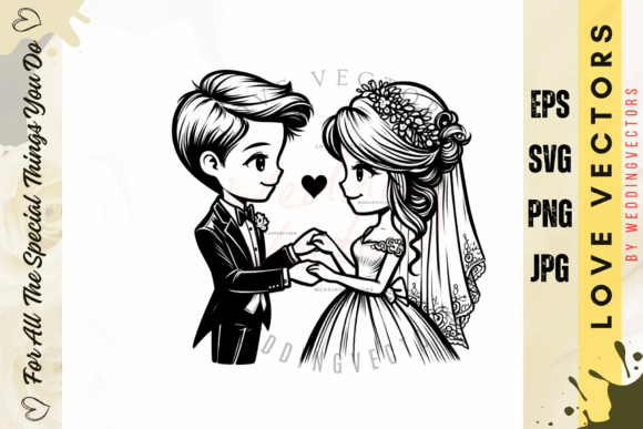 Capturing Forever: The Elegance of Wedding Couple and Love Vectors - C3814