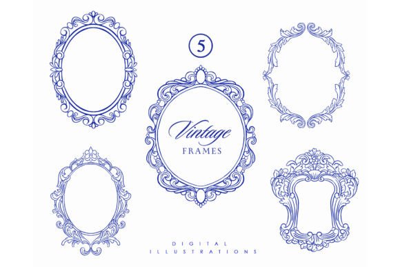 Elevate Your Designs with 5 Line Art Vintage Frames