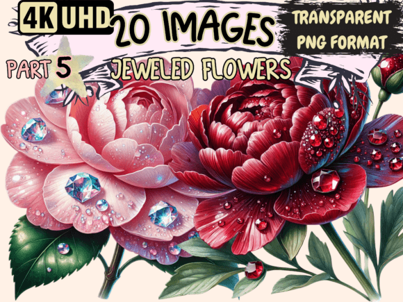 Jeweled Flowers Clipart P5: A Touch of Sparkling Elegance