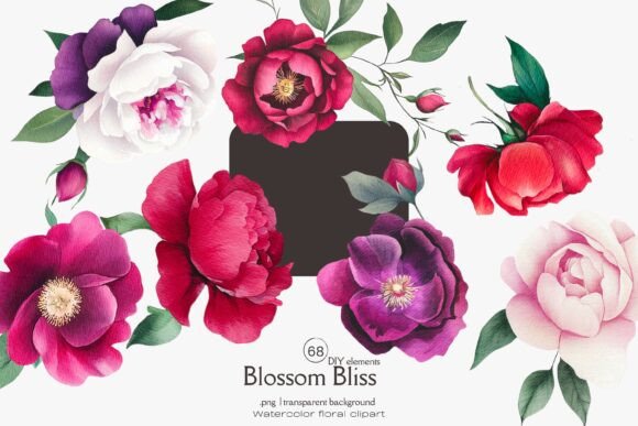 Modern Floral Clipart: Bold Watercolor Elements