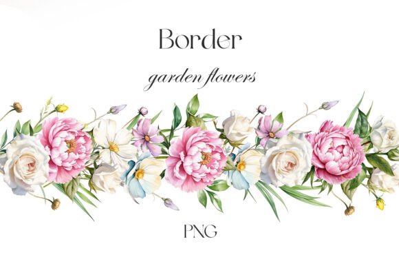 Peonies and Garden Flowers Border: A Designer's Essential Asset