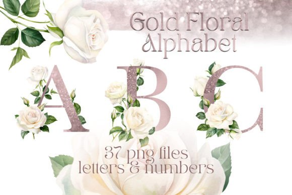 Pink Glitter Alphabet with White Roses: A Designer's Floral Toolkit