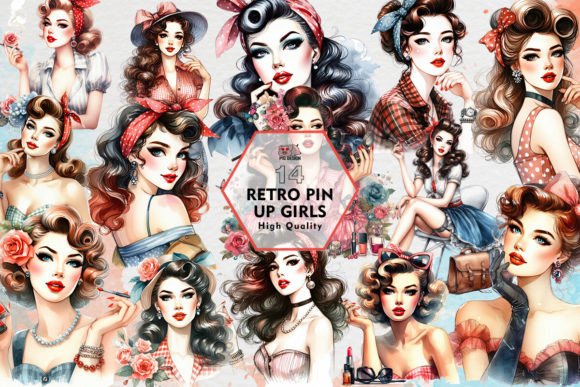 Retro Pin Up Girls Clipart: Classic Charm for Modern Designs