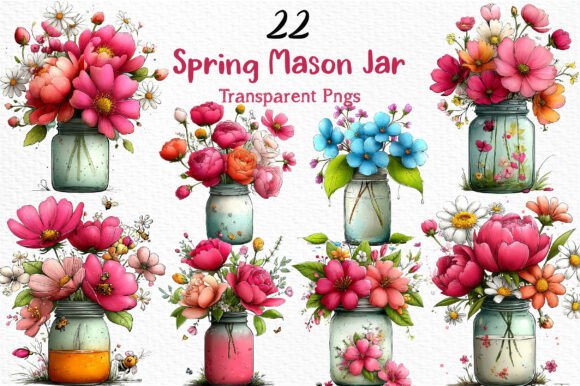 Spring in a Jar: The Charm of Watercolor Mason Jar Clipart