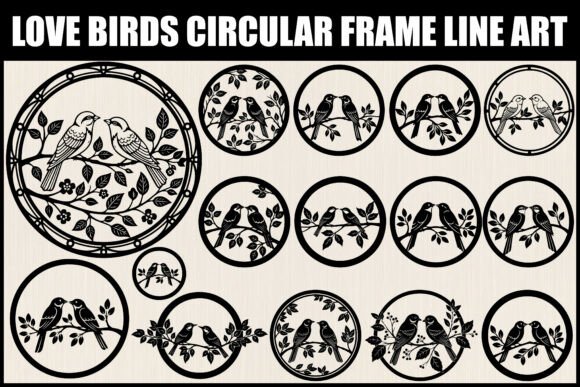 The Timeless Appeal of Love Birds Circular Frame Line Art