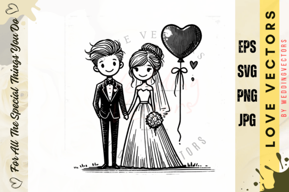 Timeless Romance: Using Wedding Couple and Love Vectors - C3801