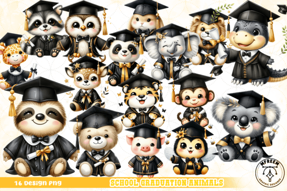 Unleash Creativity with School Graduation Animals PNG