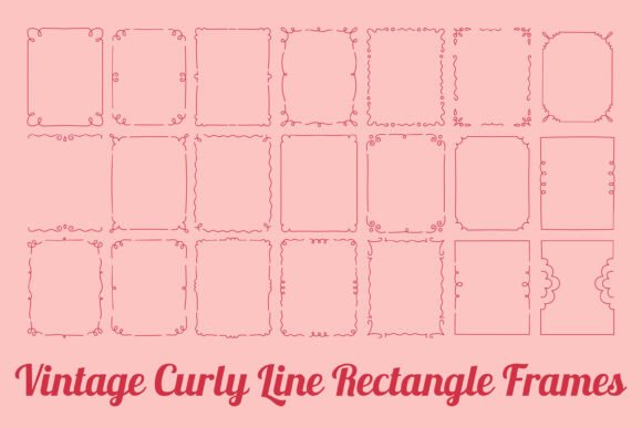 Vintage Curly Line Frames: Elegant Hand Drawn Borders