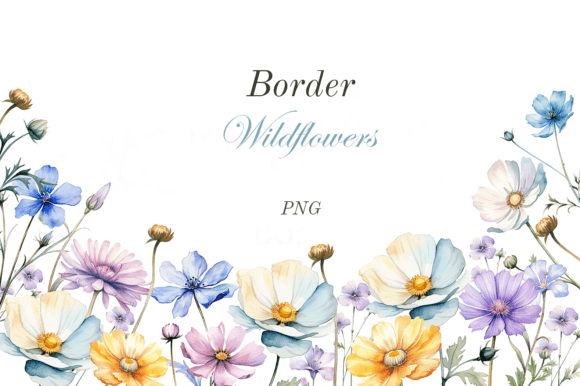 Watercolor Blue Wildflowers Border: Soft Botanical Elegance for Your Designs