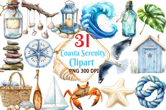 Watercolor Coastal Serenity Clipart: A Designer's Guide to Tranquil Visuals