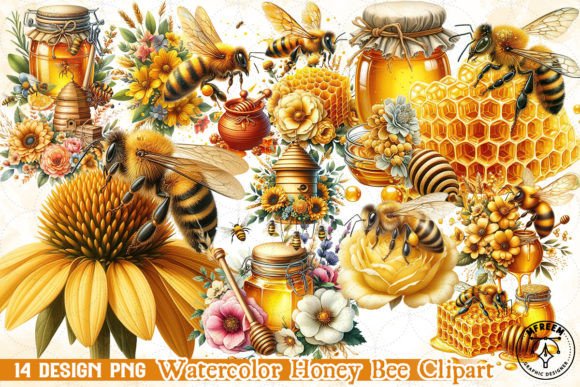 Watercolor Honey Bee Clipart PNG: A Designer's Go-To Asset