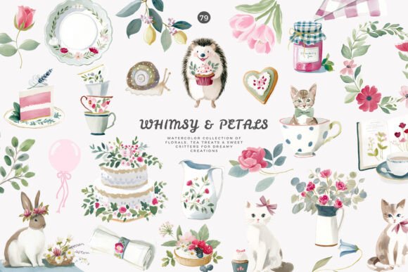 Whimsical Hand-drawn Tea Party Clipart: A Dreamy Design Toolkit