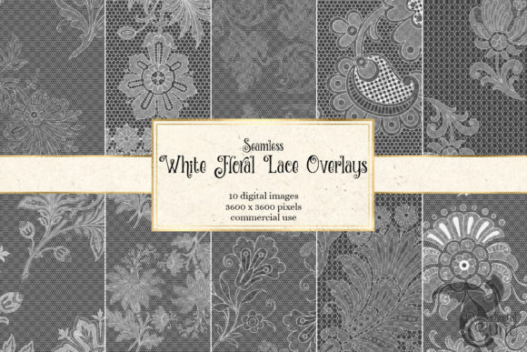White Floral Lace Overlays for Elegant Design Projects