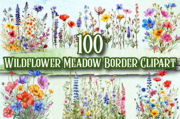 Wildflowers Meadow Border Clipart: A Designer's Botanical Toolkit
